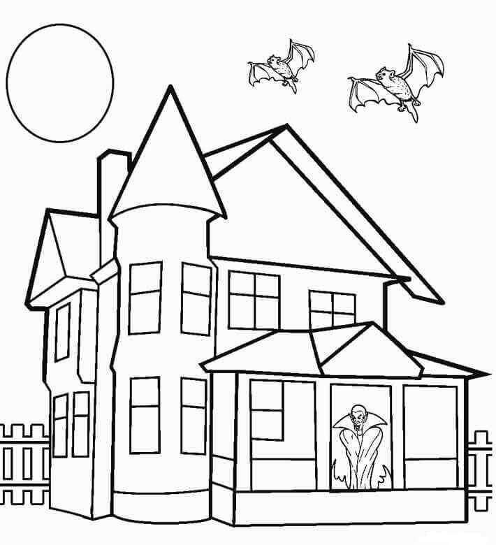 Dibujo de Casa Embrujada Normal para Colorear