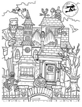 Dibujo de Casa Encantada Gratis para Colorear