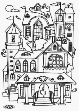 Dibujo de Casa Encantada Moderna para Colorear