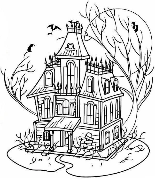 Dibujo de Casa Encantada Secreta para Colorear