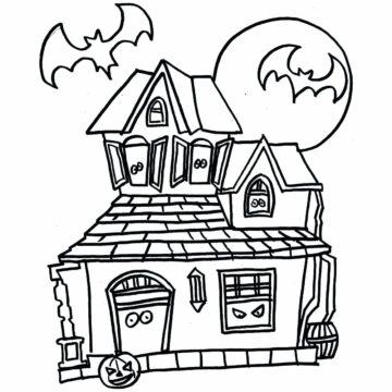 Dibujo de Imagen de la Casa Embrujada de la Sede Central para Colorear