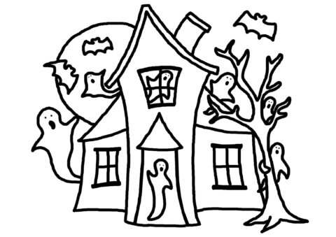 Dibujo de Pequea Casa Encantada para Colorear