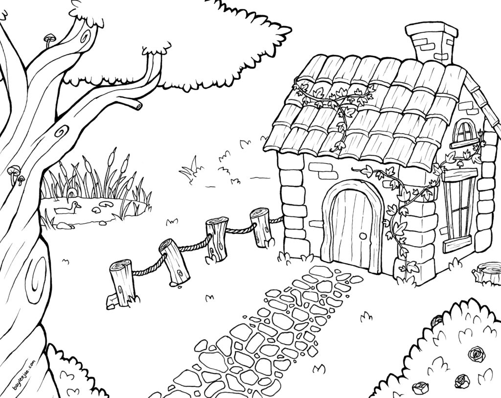 Dibujo de Casa Amorosa para Colorear