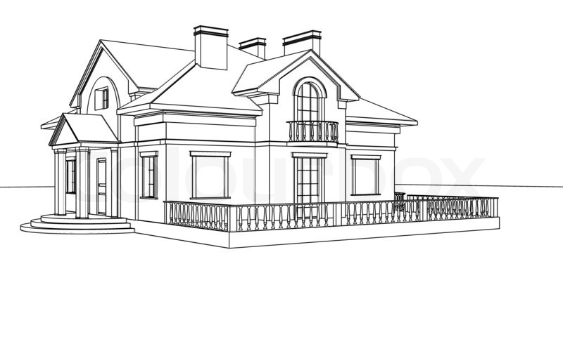 Dibujo de Casa con Estilo Europeo para Colorear