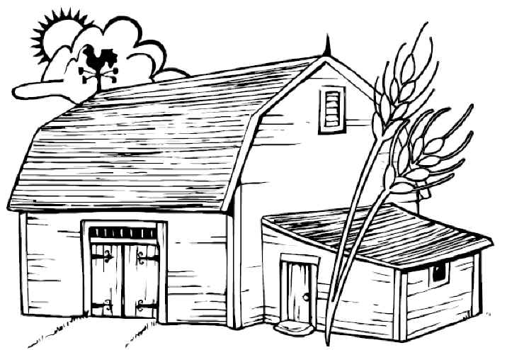 Dibujo de Casa de Campo de Madera para Colorear