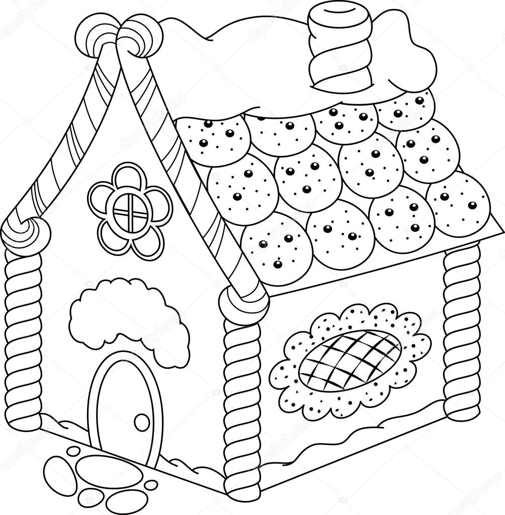 Dibujo de Casa de Dulces para Navidad para Colorear