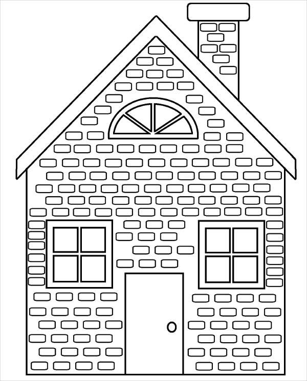 Dibujo de Casa de Ladrillo para Colorear