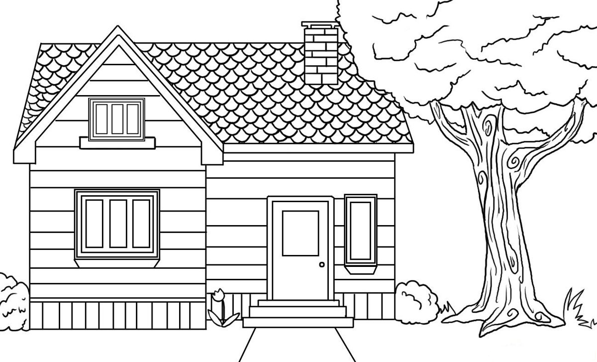 Dibujo de Casa de Madera para Colorear