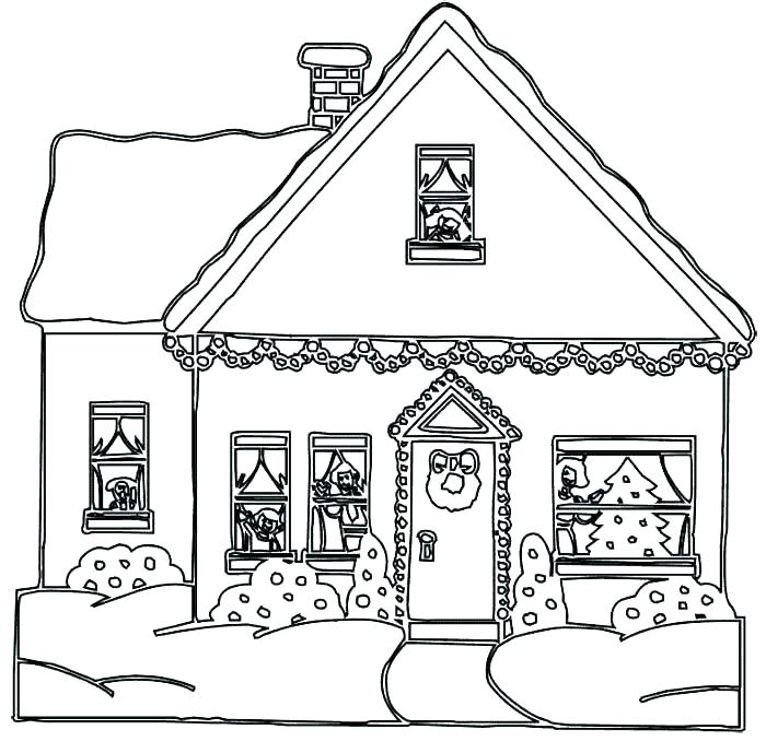 Dibujo de Casa de Navidad para Colorear