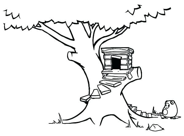 Dibujo de Casa del árbol Simple para Colorear