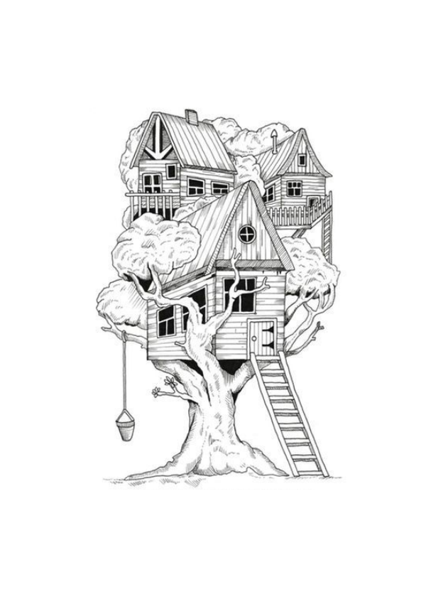 Dibujo de Casa del árbol para Colorear