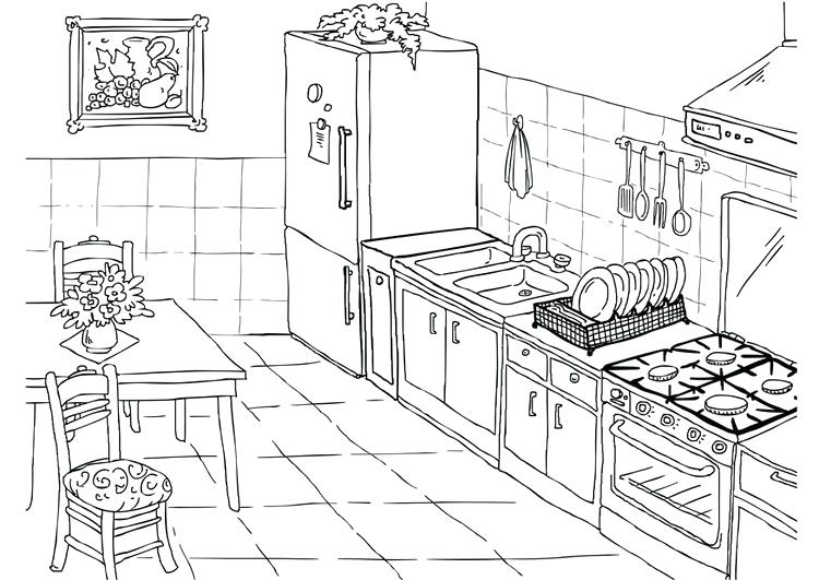 Dibujo de Cocina Sencilla para Colorear