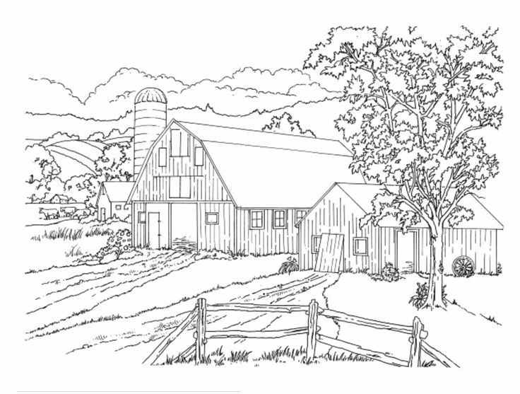 Dibujo de Hermosa Casa de Campo para Colorear
