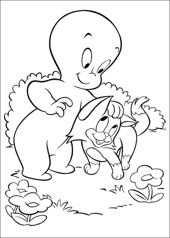 Dibujo de Casper con Gato para Colorear