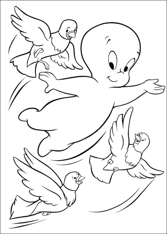 Dibujo de Casper con pájaros para Colorear