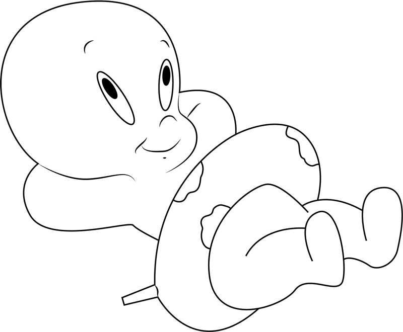 Dibujo de Casper en Tubo de Natacion para Colorear