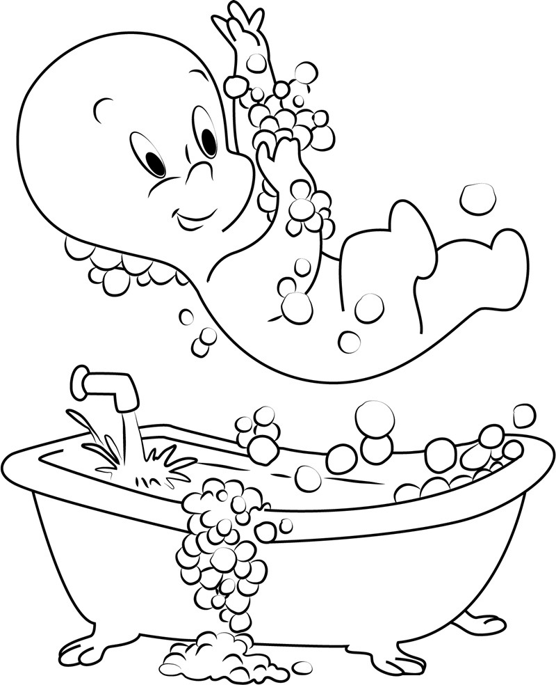 Dibujo de Casper Tomando Ducha para Colorear