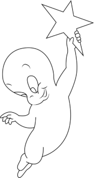 Dibujo de Fantasma Amistoso con Estrella para Colorear