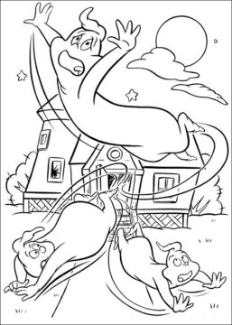 Dibujo de Trio Fantasmal en Panico para Colorear