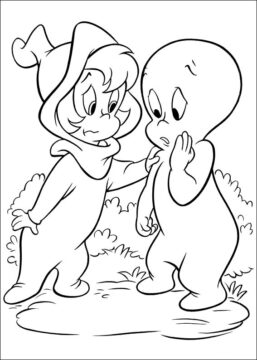 Dibujo de Wendy Triste y Casper para Colorear