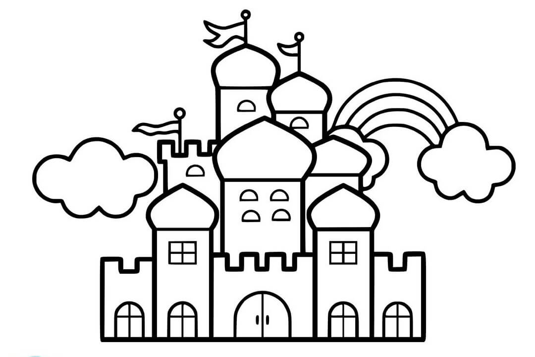 Dibujo de Bonito Castillo para Colorear