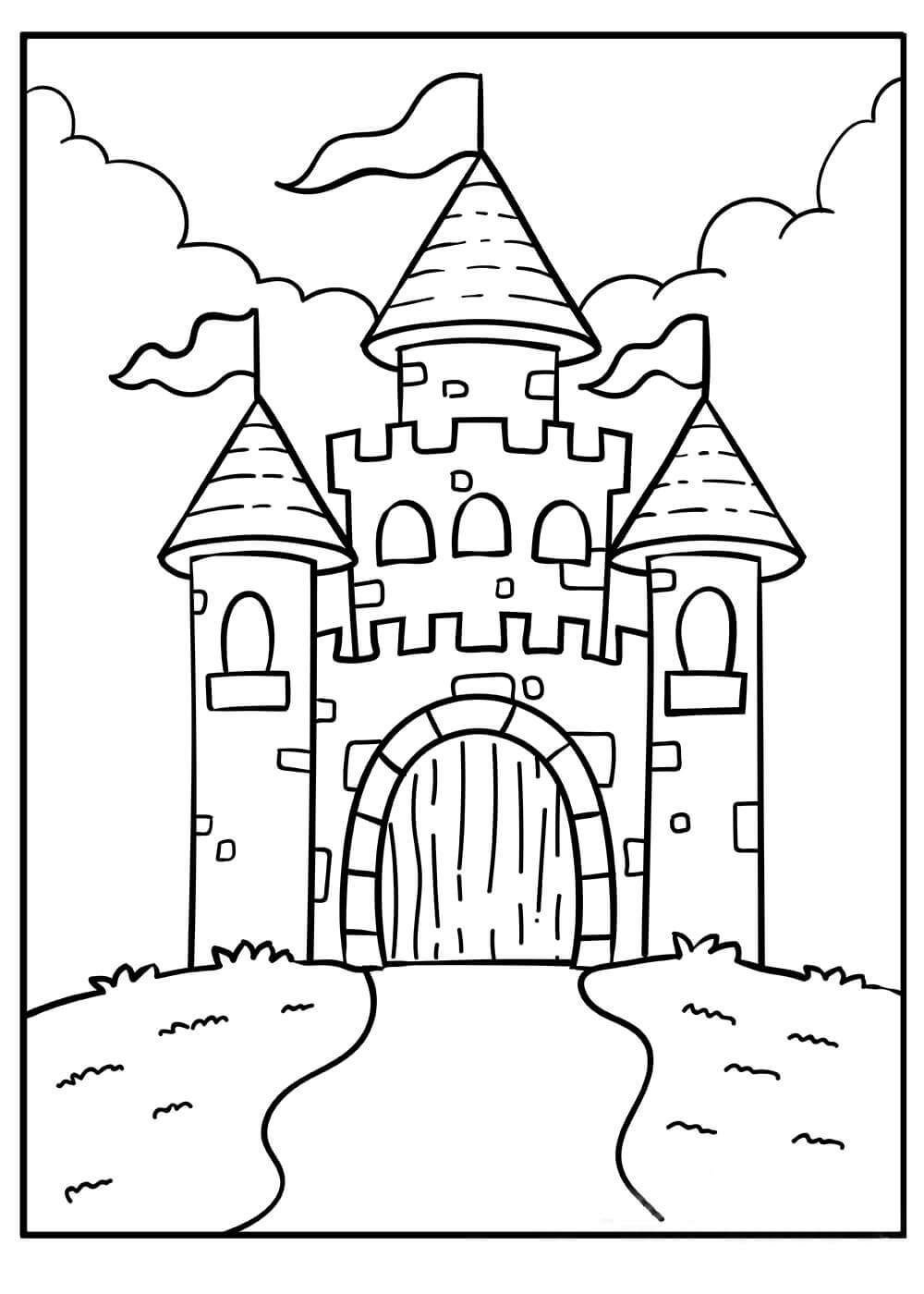Dibujo de Castillo Bsico para Colorear