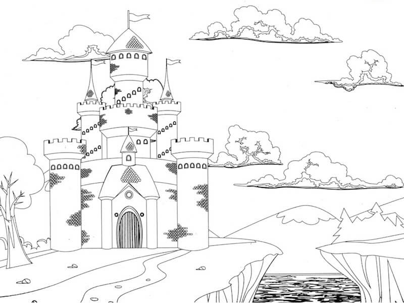 Dibujo de Castillo Fortificado para Colorear