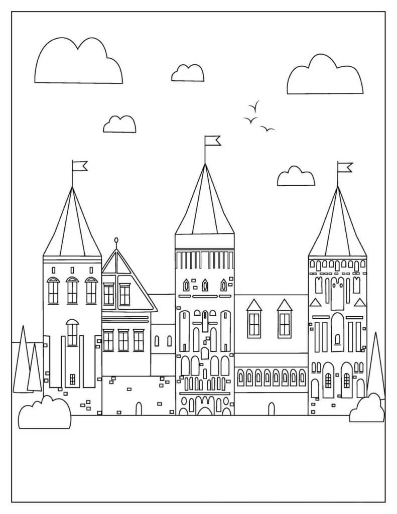 Dibujo de Castillo Imgenes Gratis para Colorear