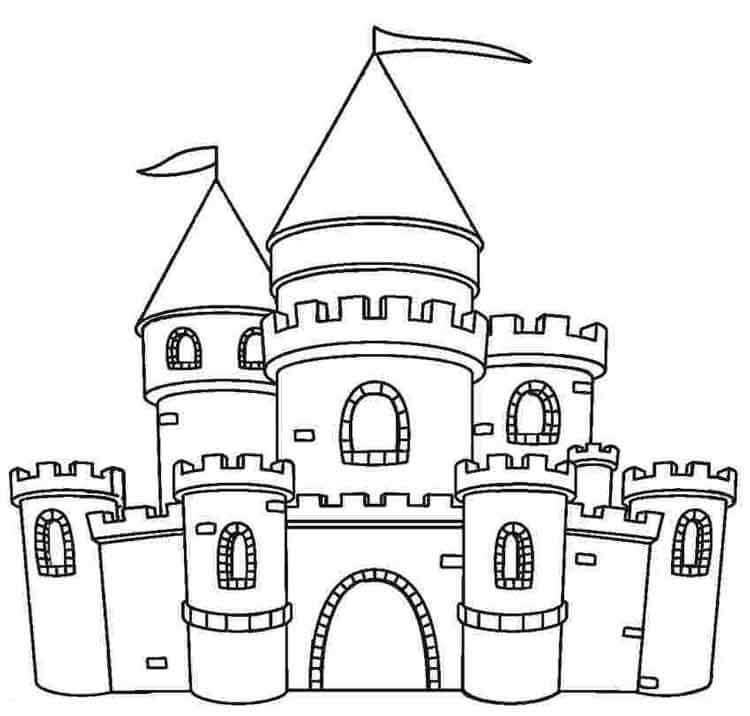 Dibujo de Castillo Sencillo para Colorear