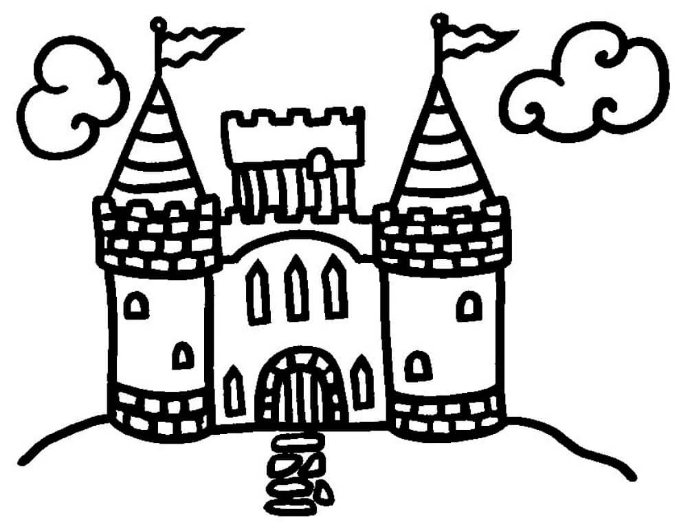 Dibujo de Castillo de Dibujo Normal para Colorear
