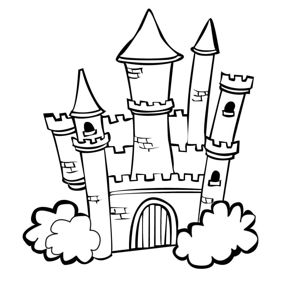 Dibujo de Castillo de Dibujo Simple para Colorear
