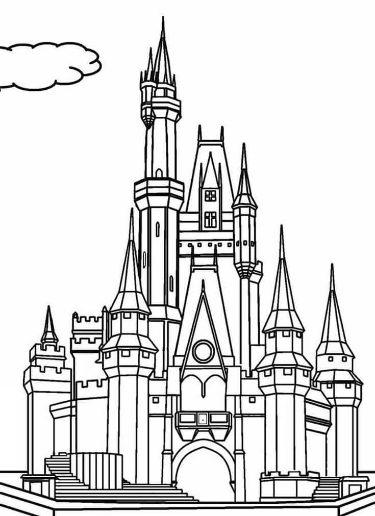 Dibujo de Castillo y Nube para Colorear