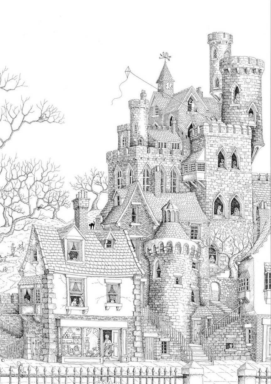 Dibujo de El Castillo Es para Adultos para Colorear
