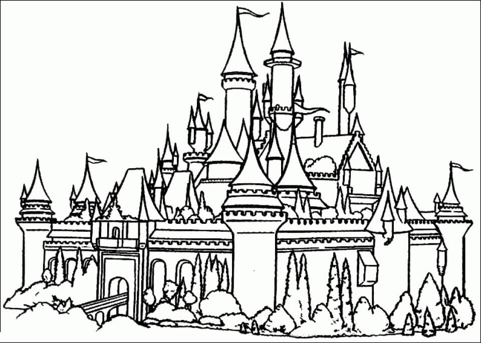 Dibujo de Hermoso Castillo para Colorear