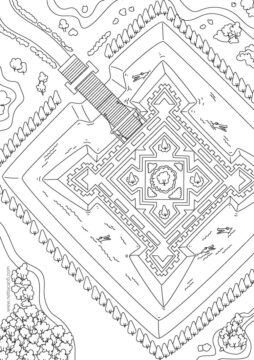Dibujo de Ver el Castillo Desde Arriba para Colorear