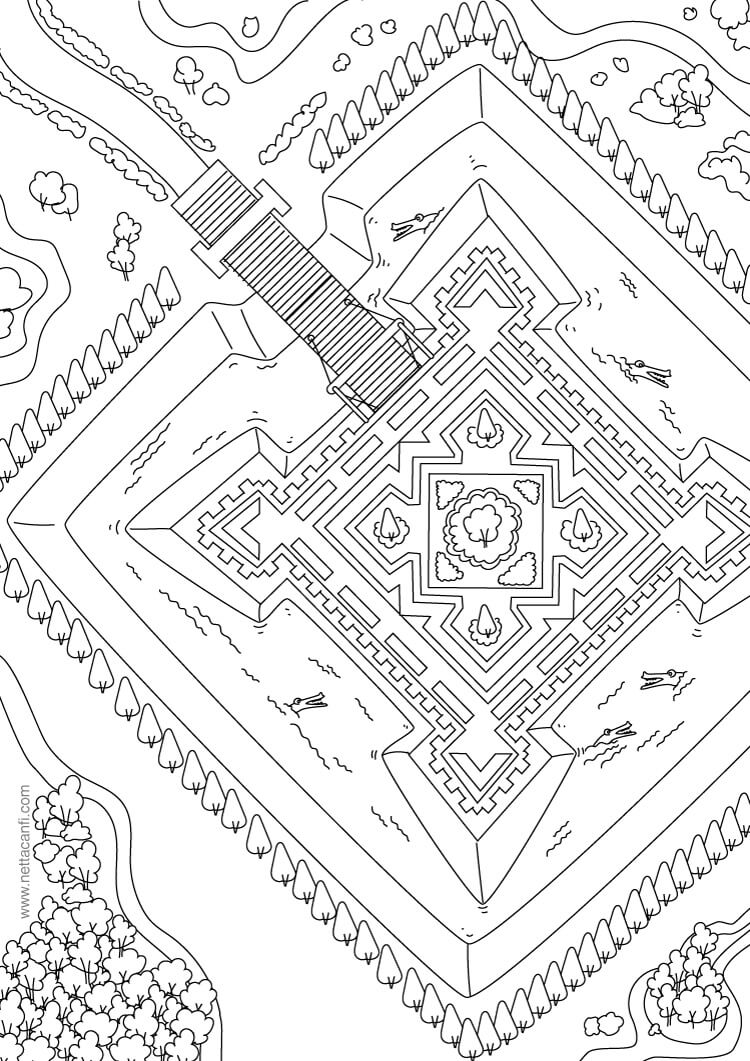 Dibujo de Ver el Castillo Desde Arriba para Colorear