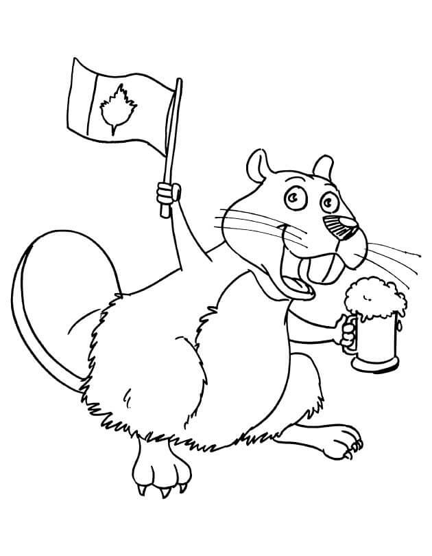 Dibujo de Castor Canadiense para Colorear