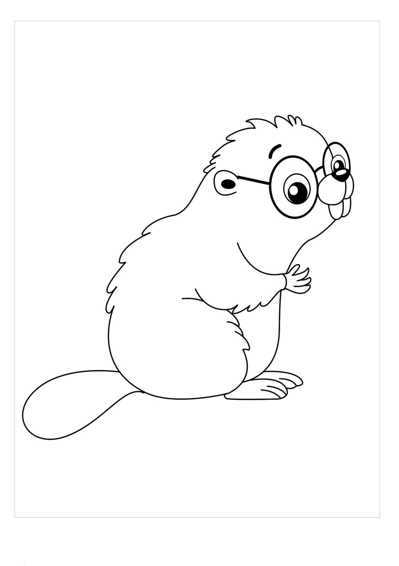 Dibujo de Castor Kawaii para Colorear