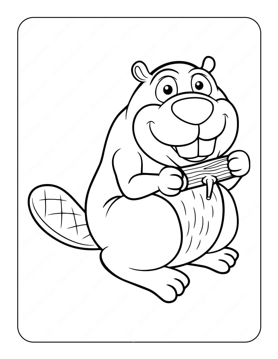 Dibujo de Castor Lindo para Colorear