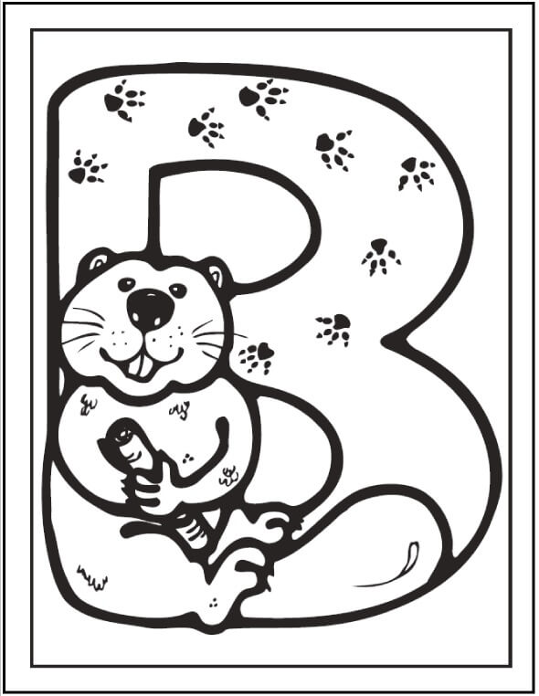 Dibujo de Castor con Oso para Colorear