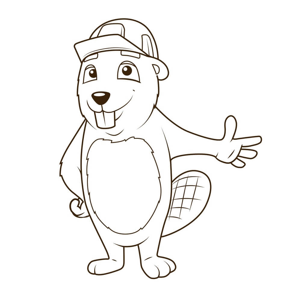 Dibujo de Castor de Dibujos Animados para Colorear