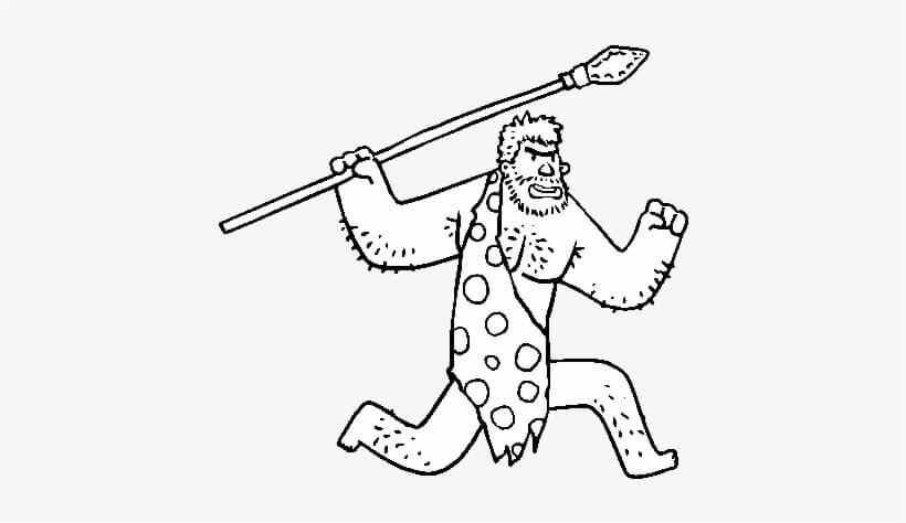 Dibujo de Ataque de Hombre de las Cavernas para Colorear