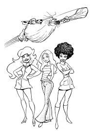 Dibujo de Capitn Caverncola y Tres Ngeles Adolescentes para Colorear
