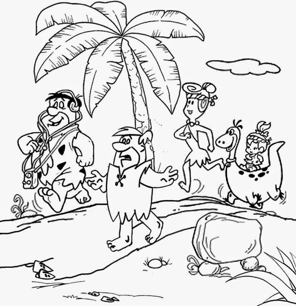 Dibujo de Cavemans en la Playa para Colorear