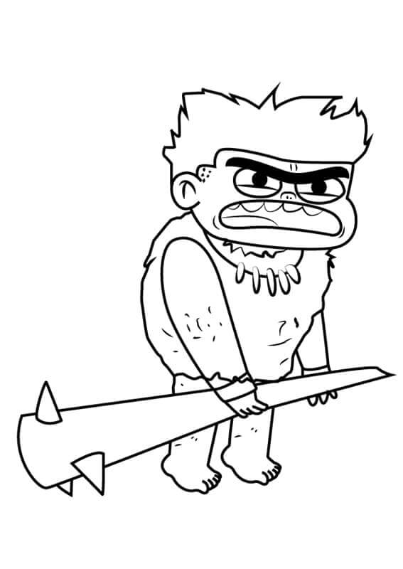 Dibujo de Hombre de las Cavernas Enojado para Colorear