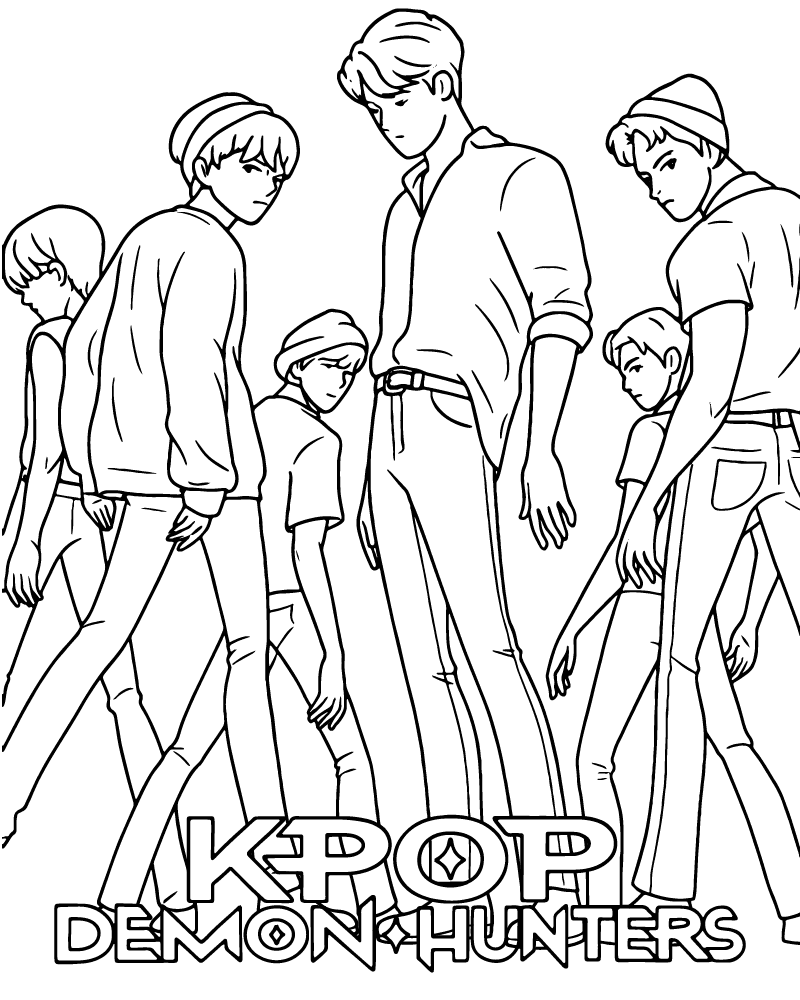 Dibujo de Imgi 3 Saja Boys Kpop Demon Hunters Coloring Page para Colorear