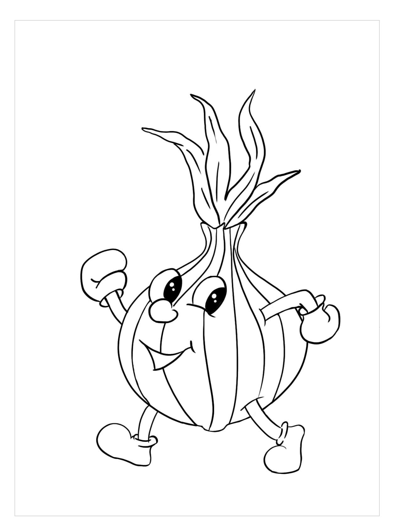 Dibujo de Cebolla Caminando para Colorear