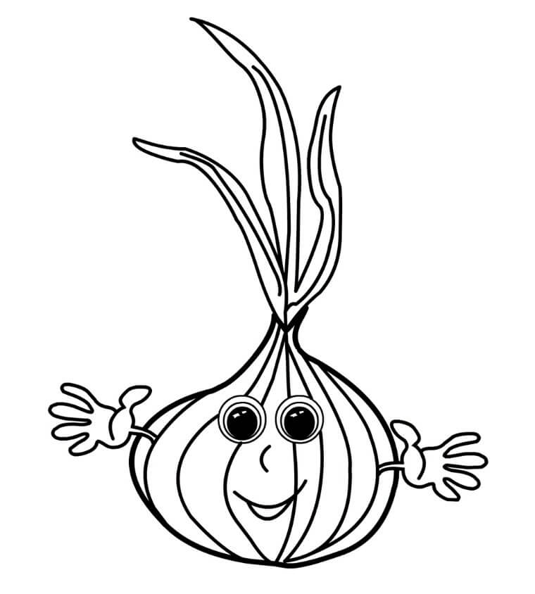 Dibujo de Cebolla Sonriendo para Colorear