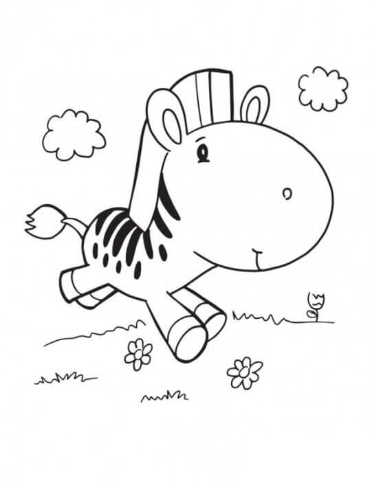 Dibujo de Bebé Cebra Corriendo para Colorear