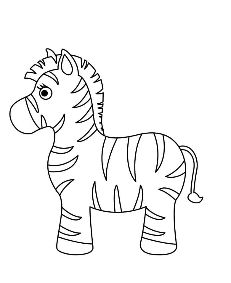 Dibujo de Bebé Cebra de Dibujos Animados para Colorear